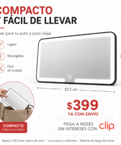 Alternative view of Espejo LED HD Universal para Visera de Auto con 3 Tonos de Luz y Batería Recargable