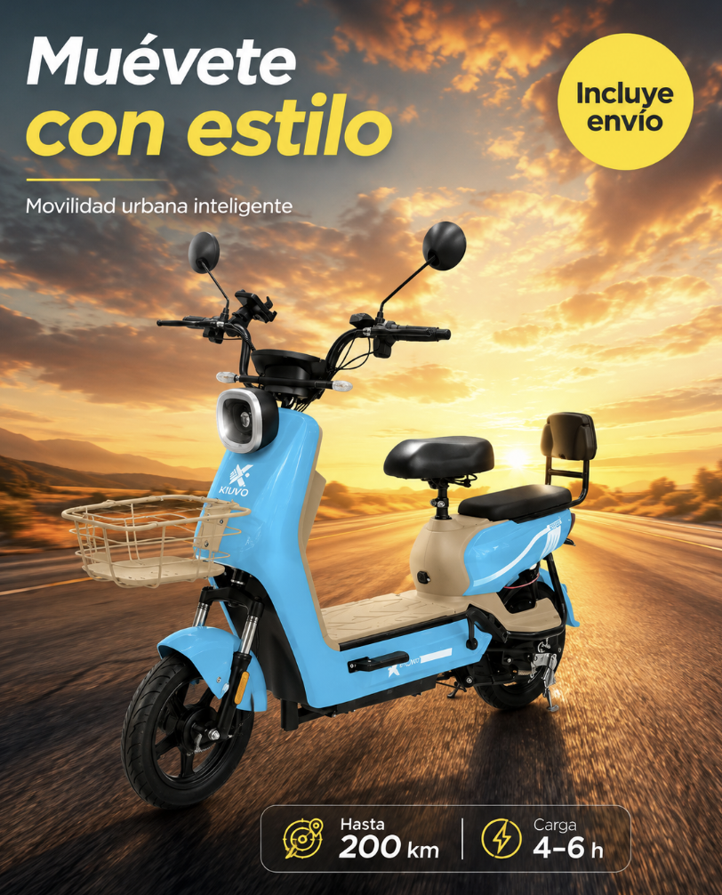 Bicicleta Eléctrica KIWO KL 800 Azul Claro - Imagen 4