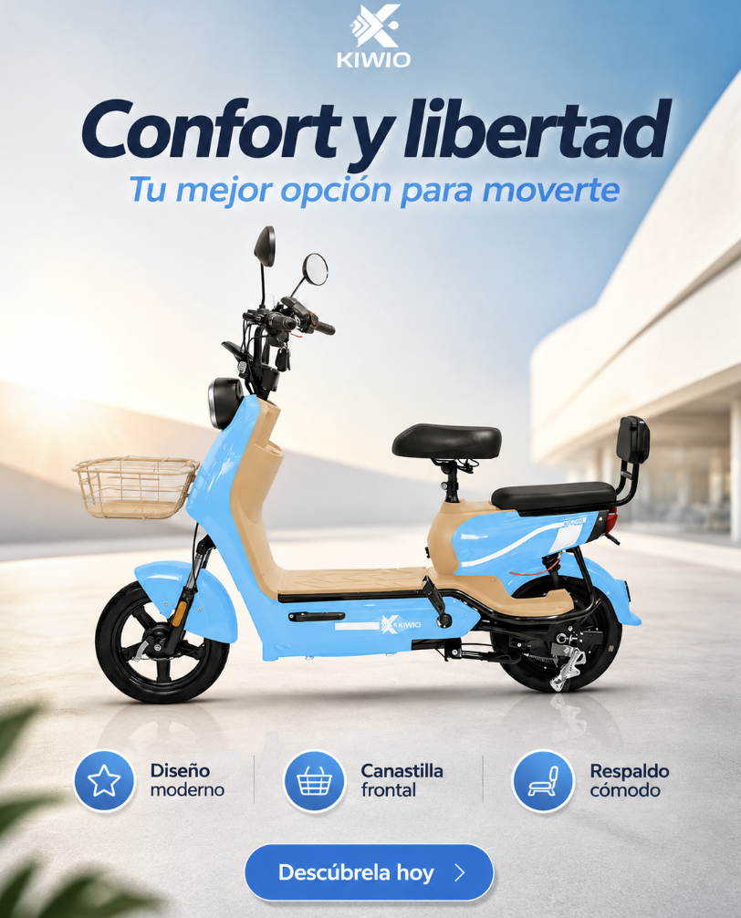 Bicicleta Eléctrica KIWO KL 800 Azul Claro - Imagen 2