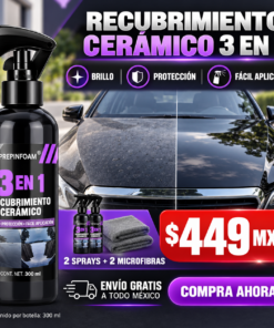 Recubrimiento Cerámico 3 en 1 para Auto 300 ml | 2 Sprays + 2 Microfibras